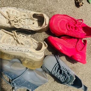 3 pairs of kids Steve madden rhinestone sneaker shoes size 13